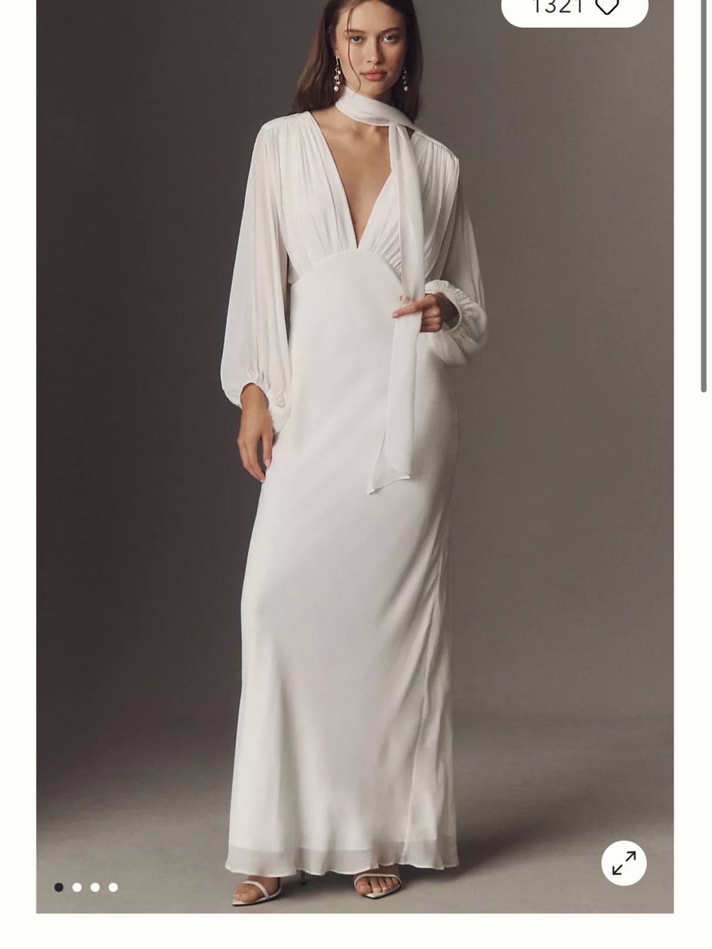 Shona Joy White Maxi Dress with Plunge V and Scarf Tie